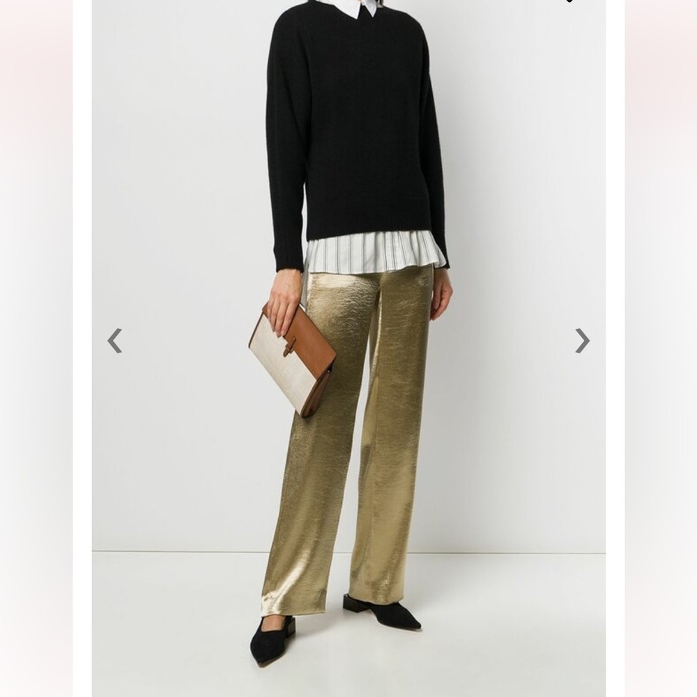 Vince Shimmering Gold Wide Leg Trousers